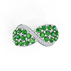 Sterling Silver Ring Infinity intertwining Love Theme with White Topaz or Moissanite DHJ