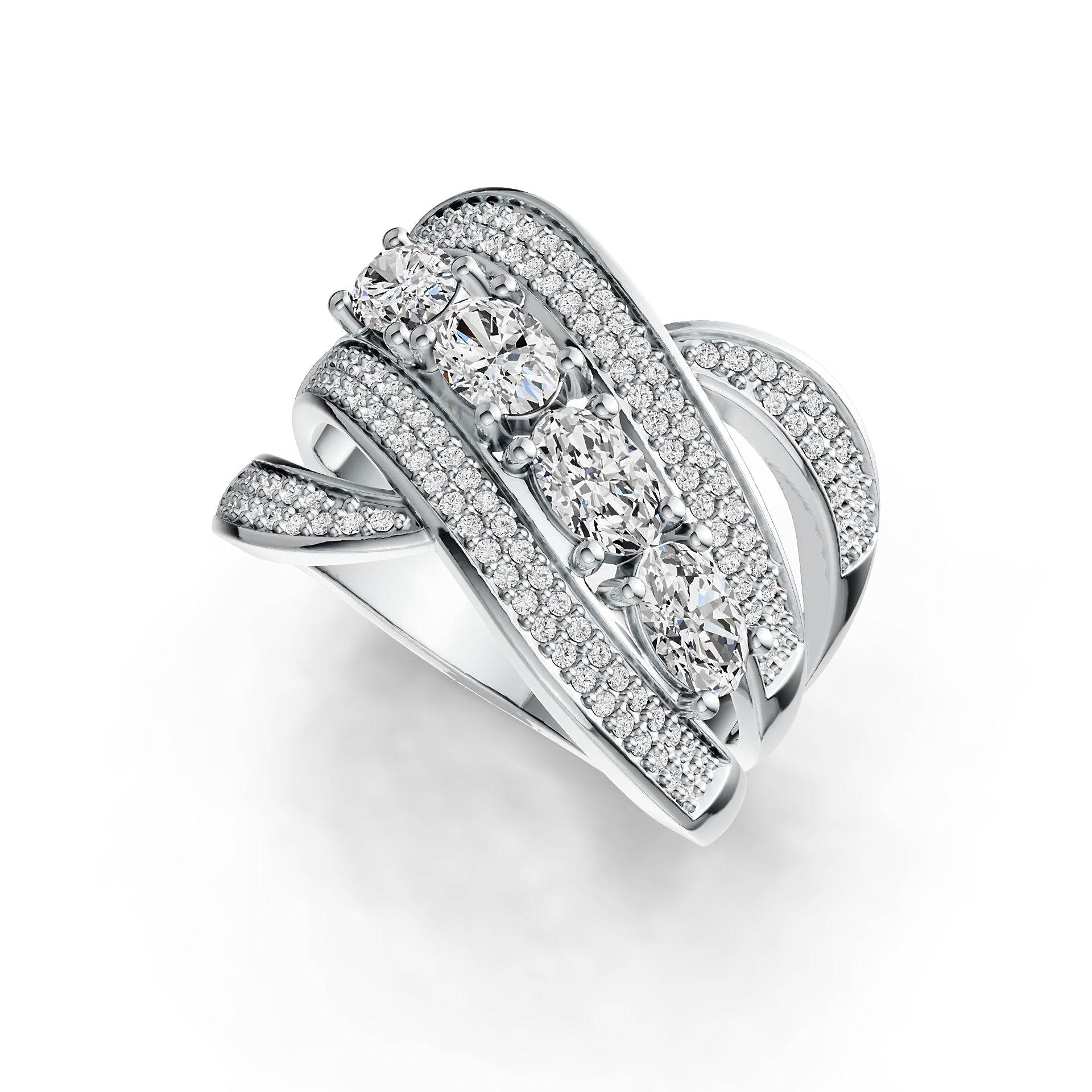 14K Gold Semi Mount Ring Setting Oval OV 6X4mm with White Topaz Diamond Accent DHJ