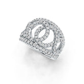 18K Gold Ring with White Topaz or Moissanite Interlocking Loop Theme Diamond Accent DHJ