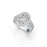 18K Gold Semi Mount Ring Setting Oval OV 10X8mm Diamond Accent DHJ
