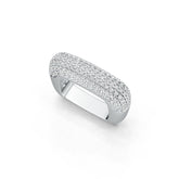 18K Gold Ring Pave Square Ring with White Topaz or Moissanite Diamond Accent DHJ