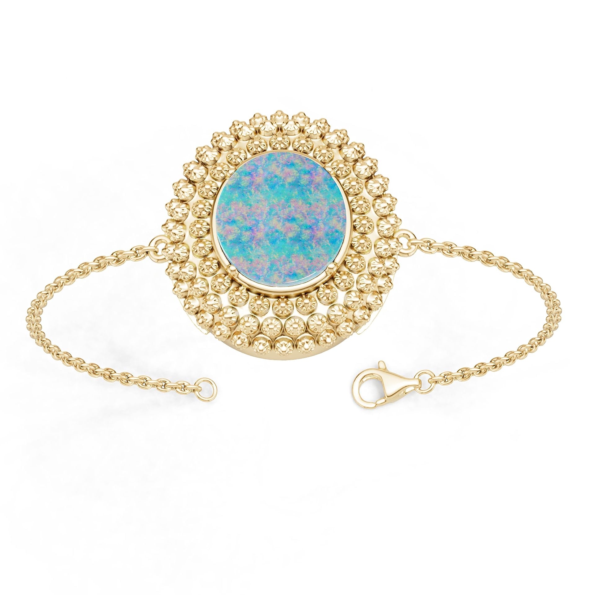 18K Gold Semi Mount Bracelet Setting Round Ro 12x11mm Syz Jewelry
