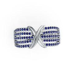 Sterling Silver Ring Crossover Multi-Row with White Topaz or Moissanite Syzjewelry