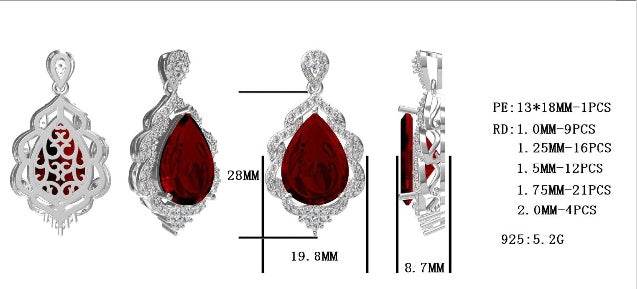 Platinum Semi Mount Pendant Setting Pear PE 18X13mm Diamond Accent DHJ