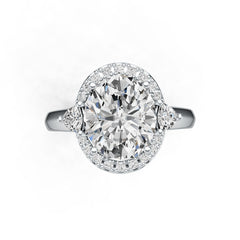 Sterling Silver Semi Mount Ring Setting Oval OV 12X10mm TRI 4X4mm DHJ