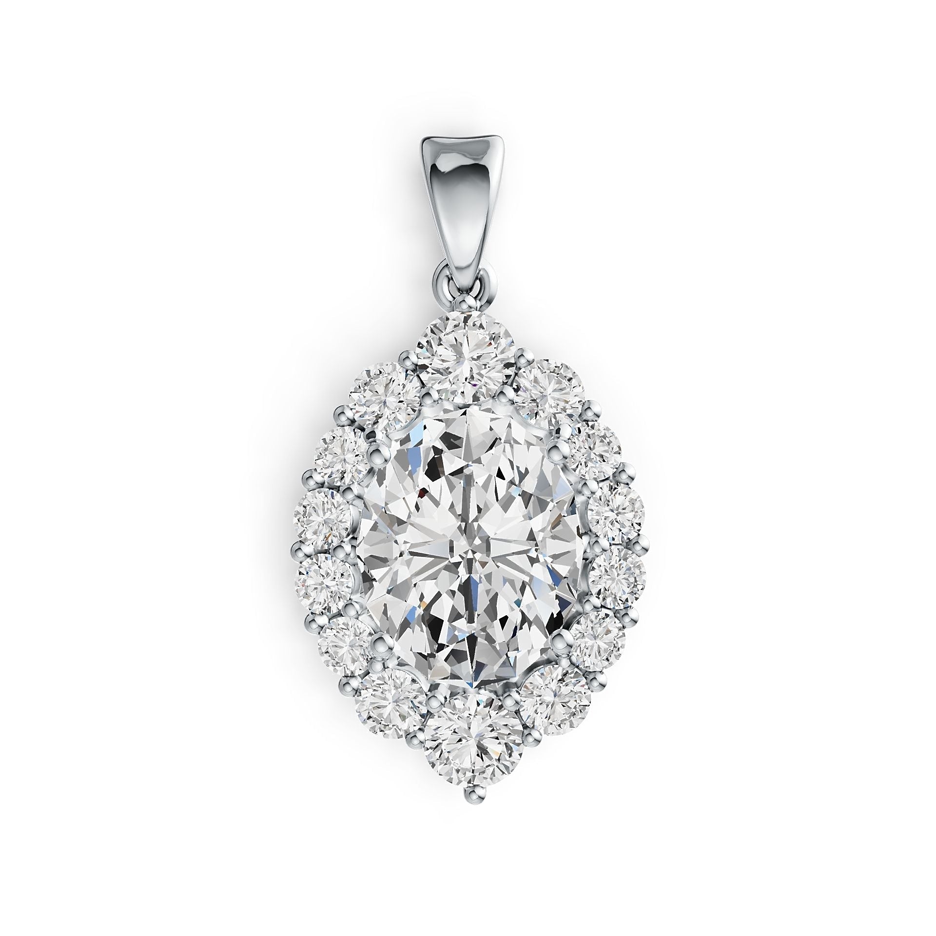 Platinum Semi Mount Pendant Setting Oval OV 11X9mm Diamond Accent DHJ
