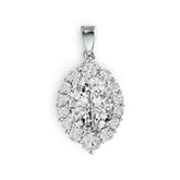 Platinum Semi Mount Pendant Setting Oval OV 11X9mm Diamond Accent DHJ