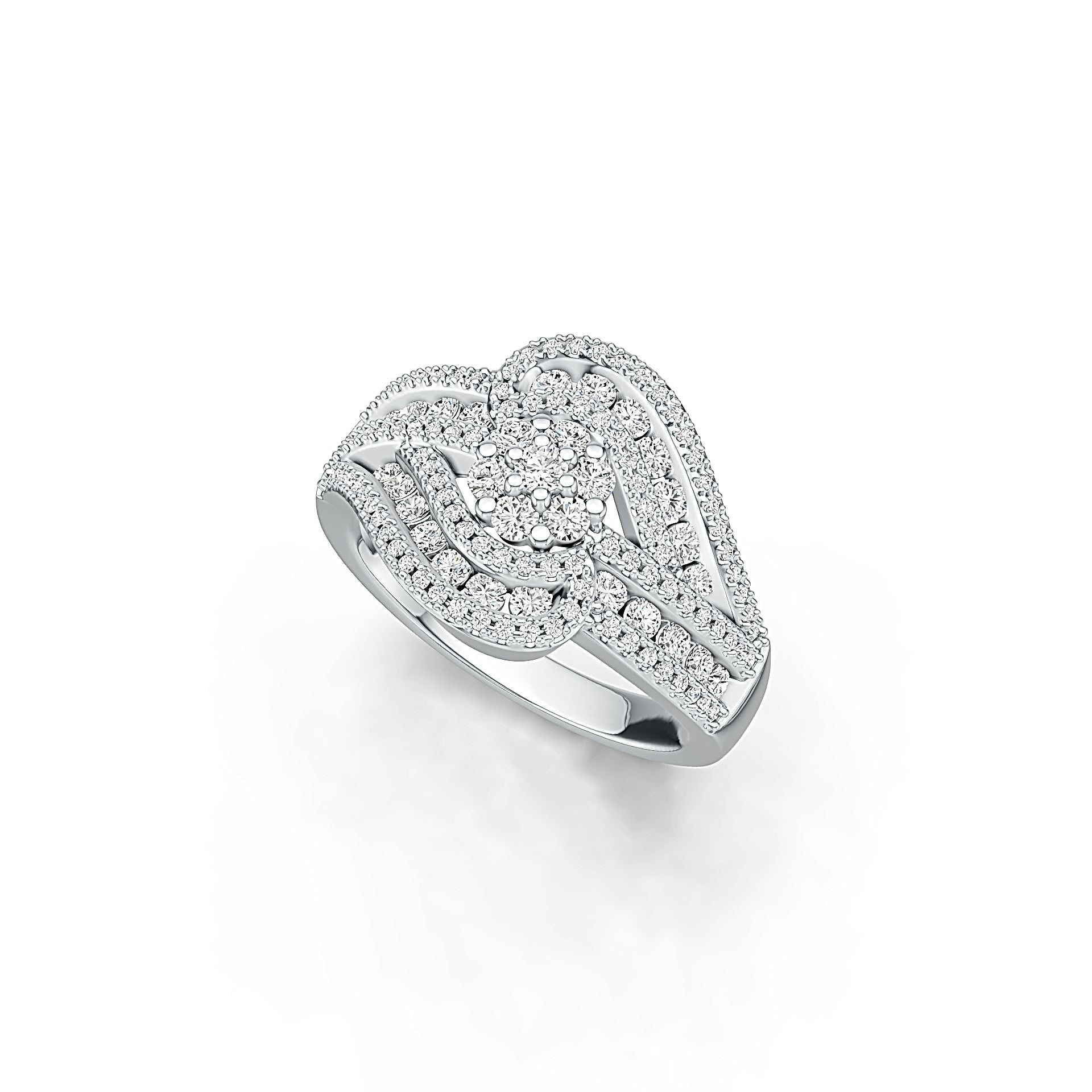 Platinum Ring Multi-Row with or Moissanite Diamond Accent DHJ