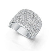 Platinum Ring with or Moissanite Pave Cluster Dome Statement Ring Diamond Accent DHJ
