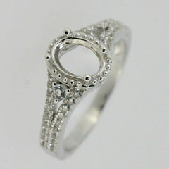14K Gold Semi Mount Ring Setting Oval Cut OV 8x6mm Diamond Accent Syzjewelry