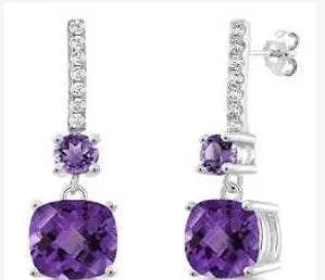 14K Gold Semi Mount Earrings Setting Cushion CU 10X10mm RD 6X6mm Diamond Accent DHJ
