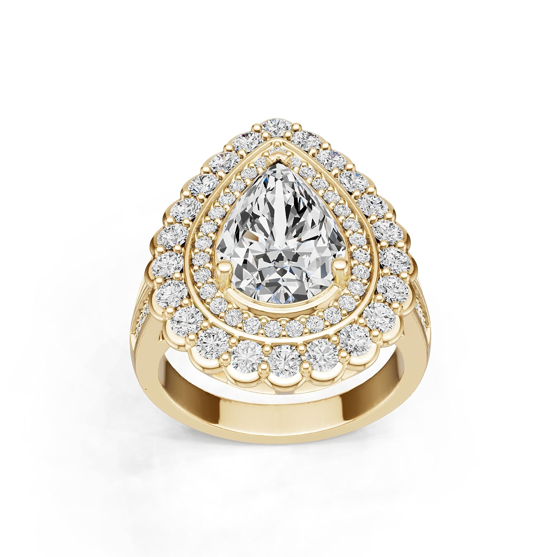 18K Gold Semi Mount Ring Setting Pear Pe 13x9mm Diamond Accent Syz Jewelry
