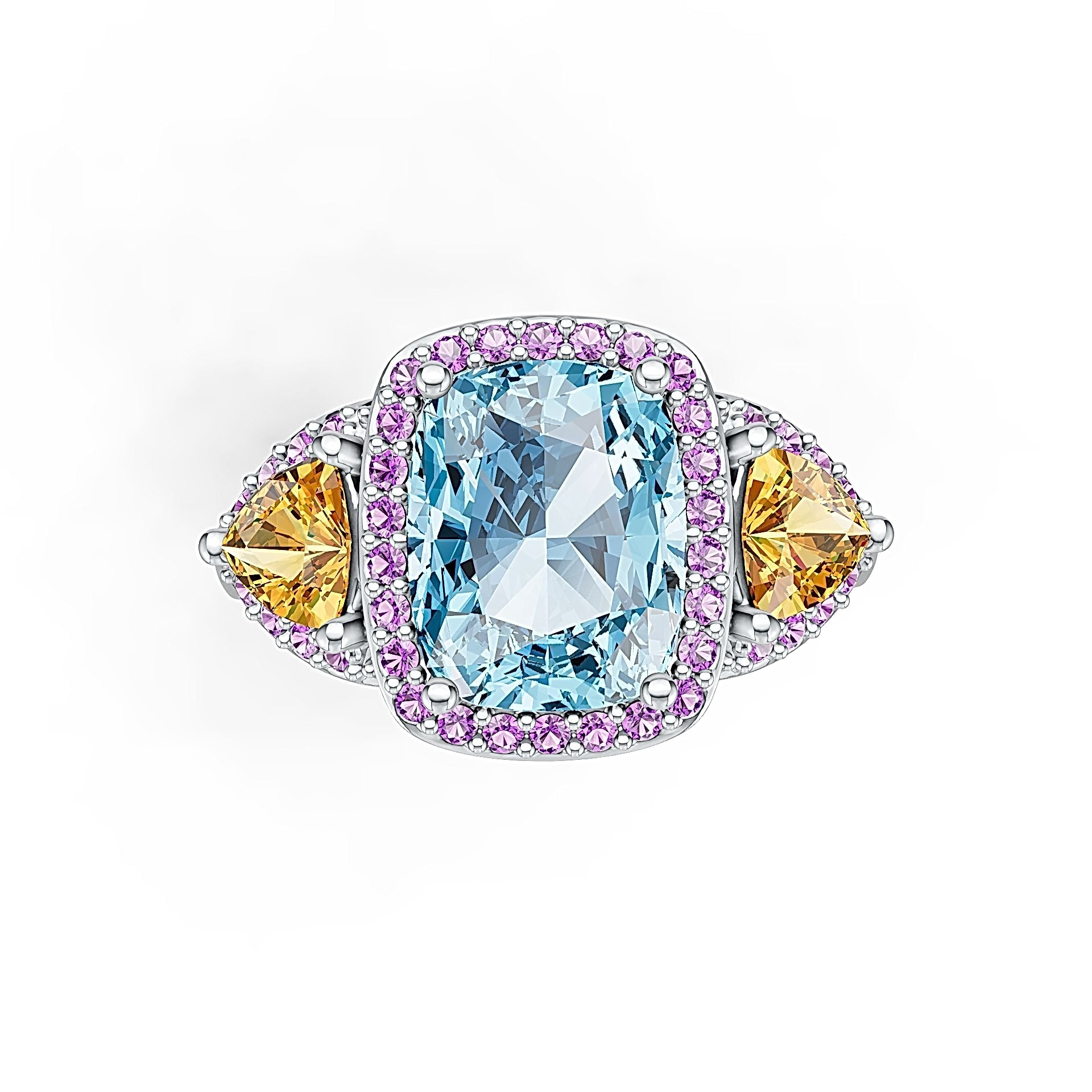 Sterling Silver Semi Mount Ring Setting Cushion CU 10.5X8MM TRI 5X5MM DHJ