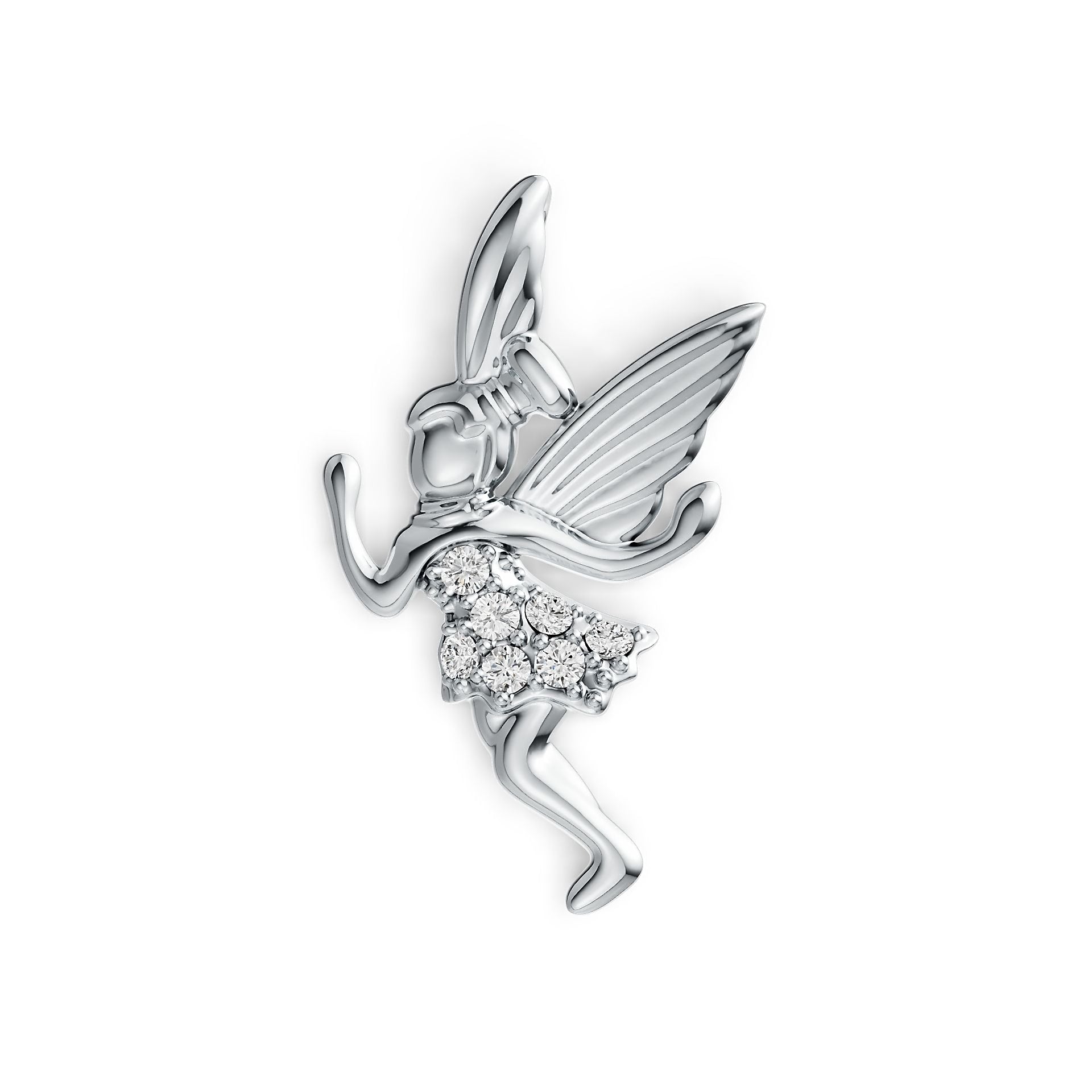 Platinum Pendant with or Moissanite Tinkerbell Fairy Theme Diamond Accent DHJ