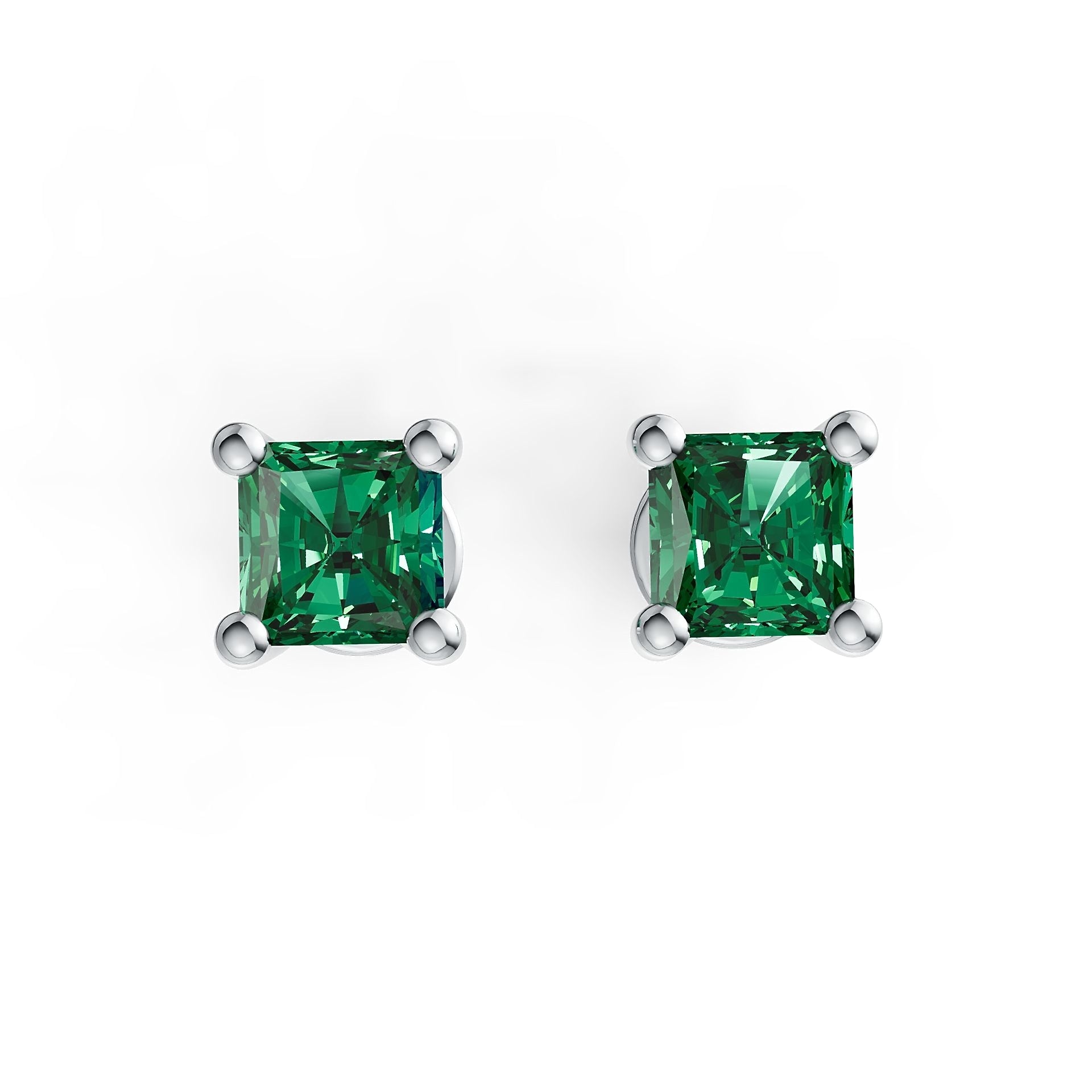 Sterling Silver Semi Mount Earrings Setting Princess SQ 4X4mm Simple Stud DHJ