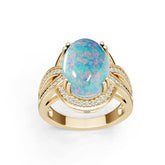 18K Gold Semi Mount Ring Setting Oval OV 14X10mm Diamond Accents Syzjewelry