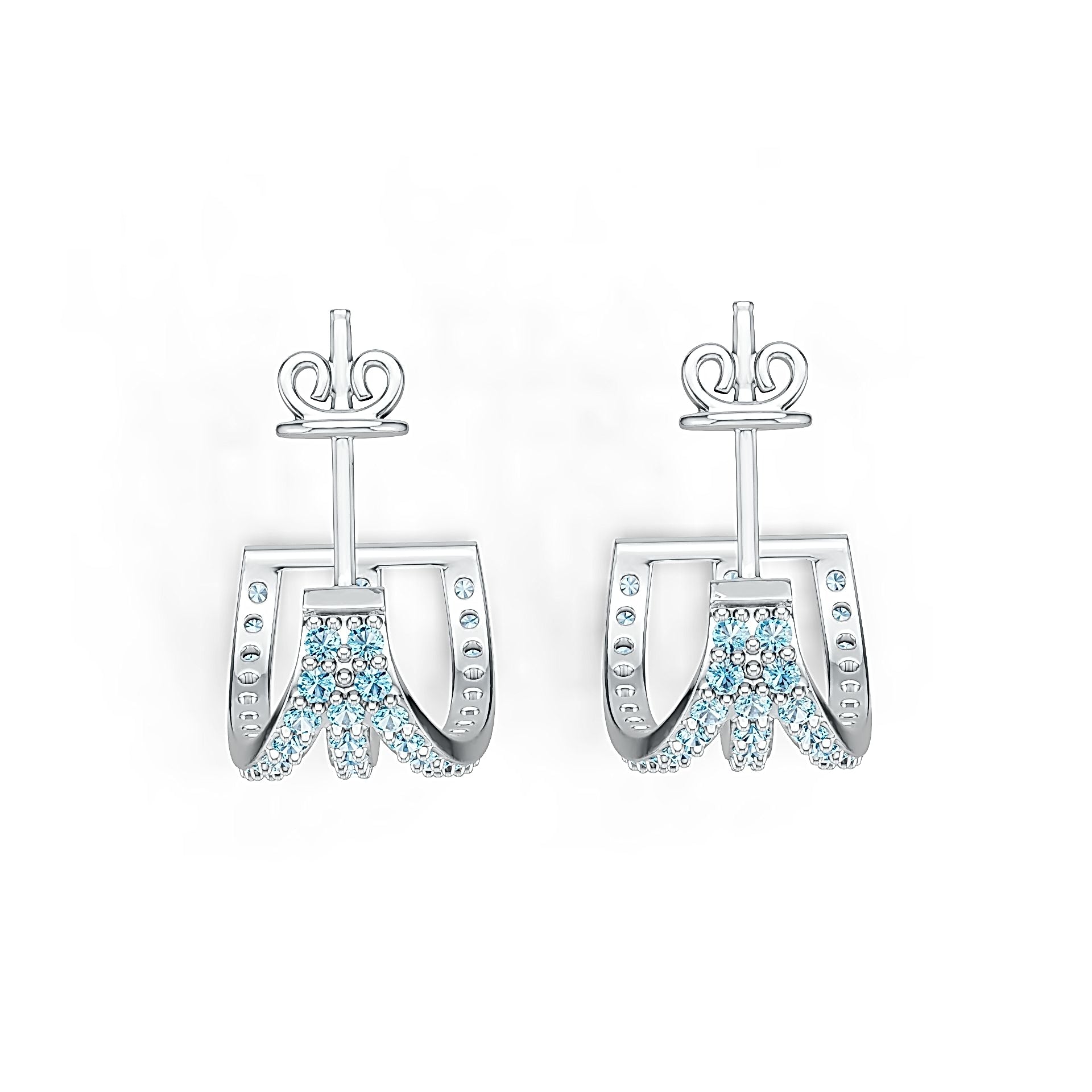 Sterling Silver Semi Mount Earrings Setting Round RD 1.5mm DHJ