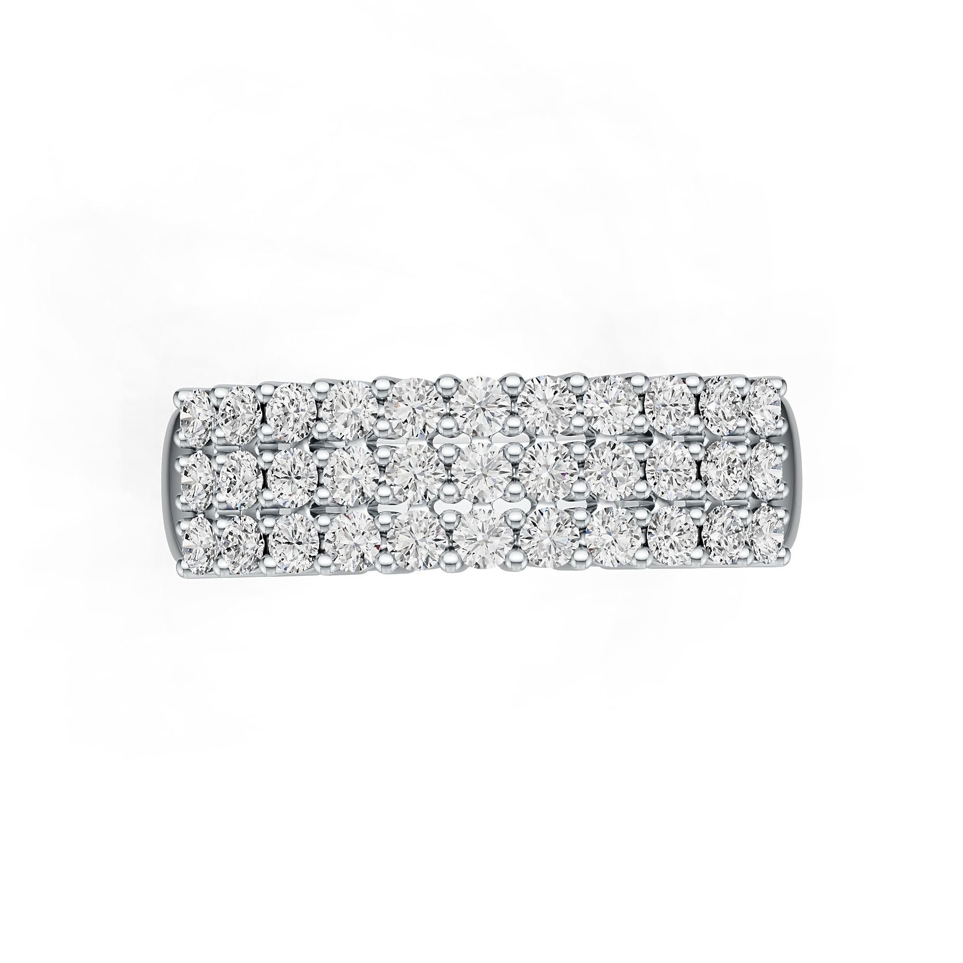 Sterling Silver Ring with White Topaz or Moissanite Three-Row Half-Eternity Ring DHJ