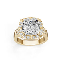 10K Gold Semi Mount Ring Setting Round Ro 10x10mm Moissanite Accent Syz Jewelry
