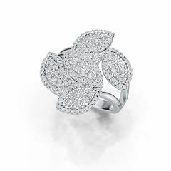 14K Gold Ring 5 Leaves Theme with or Moissanite Diamond Accent DHJ