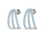 18K Gold Earrings Three-Row Huggie with or Moissanite Diamond Accent DHJ