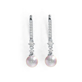 Platinum Semi Mount Earrings Setting Round RD 8x8mm Diamond Accent DHJ