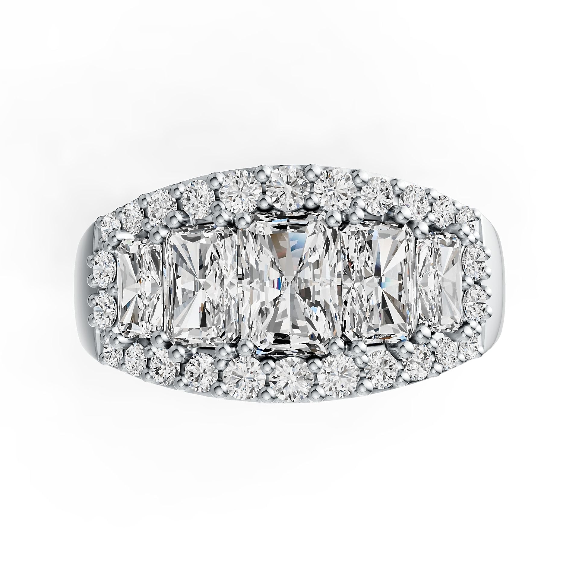 Sterling Silver Semi Mount Ring Setting Emerald OCT 7X5mm OCT 6X4mm OCT 5X3mm DHJ