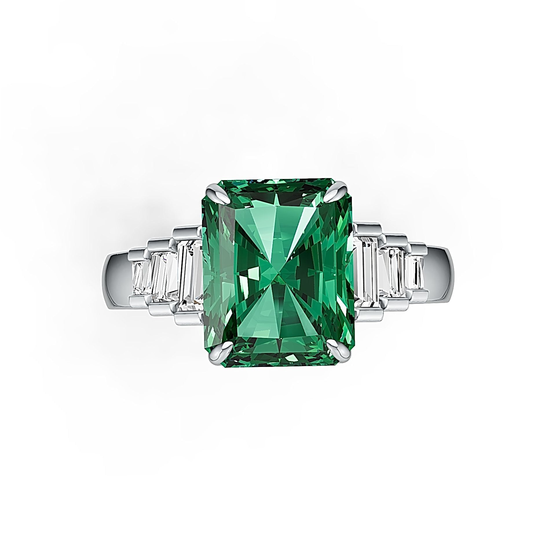 Sterling Silver Semi Mount Ring Setting Emerald OCT 10x8mm Syzjewelry