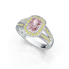 Platinum Semi Mount Ring Setting Cushion CU 7x5mm Halo Split Shank Diamond Accent Syzjewelry
