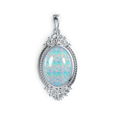 14K Gold Semi Mount Pendant Setting Oval OV 18x13mm Art Nouveau Cabochon DHJ