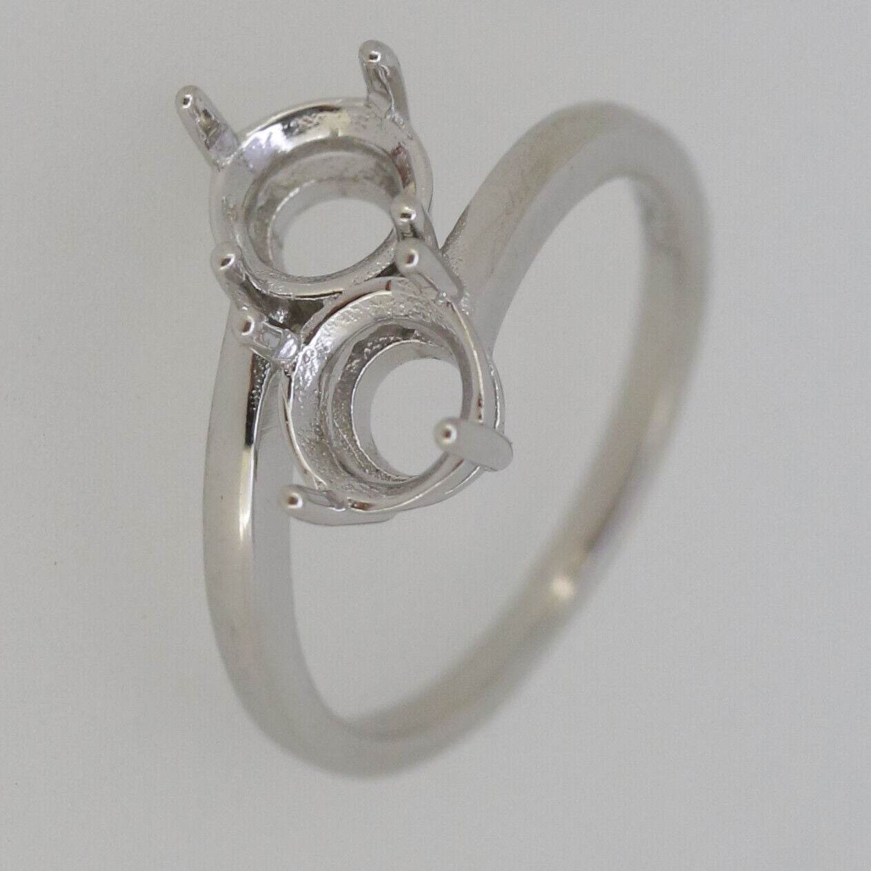 Platinum Semi Mount Ring Setting Round RD 6x6mm Bypass Toi et Moi Ring Diamond Accent Syzjewelry