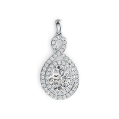 Sterling Silver Semi Mount Pendant Setting Oval OV 10X8mm Double Halo DHJ