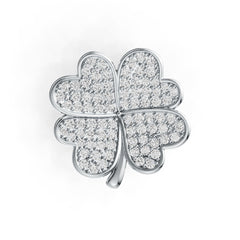 Sterling Silver Ring with White Topaz or Moissanite Clover Theme Syzjewelry