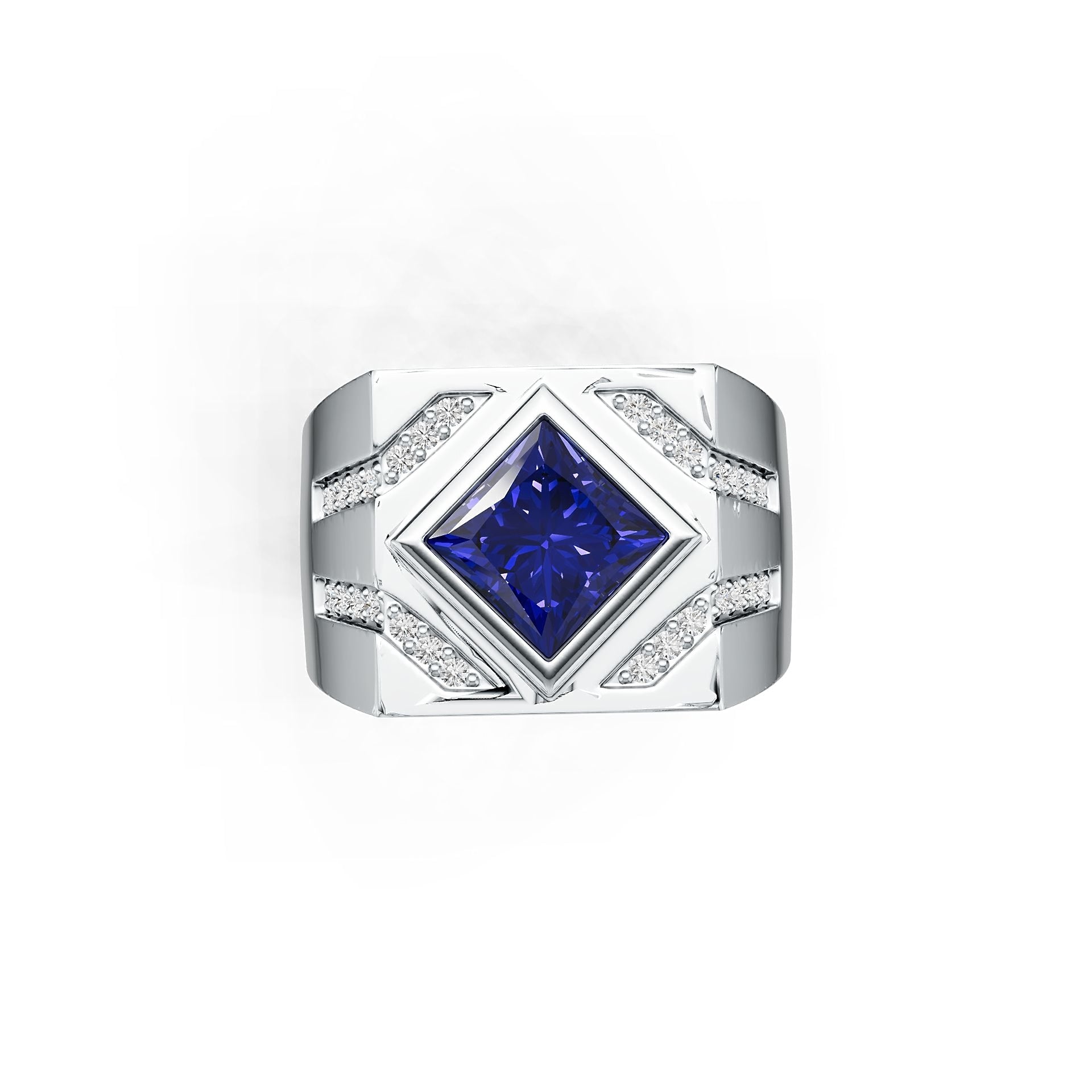 Sterling Silver Semi Mount Ring Setting Princess SQ 7x7mm Men's Ring Mounting Full Bezel Set Syzjewelry