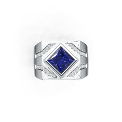 Sterling Silver Semi Mount Ring Setting Princess SQ 7x7mm Men's Ring Mounting Full Bezel Set Syzjewelry