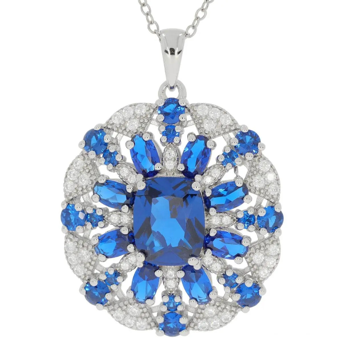 Platinum Semi Mount Pendant Setting Cushion CU 10X8mm Halo Cluster Diamond Accent DHJ