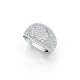Platinum Pave Ring Heart Theme with White Topaz or Moissanite Diamond Accent DHJ