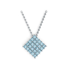 Sterling Silver Diamond-Shaped Cluster Pendant with White Topaz or Moissanite Syzjewelry