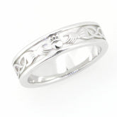 14K Gold 5mm Wide Claddagh Band Celtic Knot Band Ring Full Enternity Syzjewelry