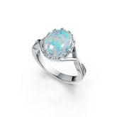 Platinum Semi Mount Ring Setting Oval OV 11X9mm Cabochon Split Shank Art Nouveau DHJ