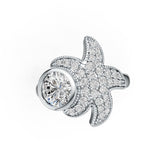 Sterling Silver Semi Mount Ring Setting Round RD 8x8mm with White Topaz DHJ