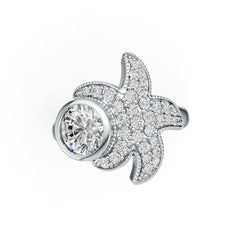 Sterling Silver Semi Mount Ring Setting Round RD 8x8mm with White Topaz DHJ