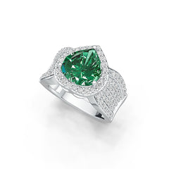 10K Gold Semi Mount Ring Setting Heart HT 10X10mm with White Topaz Moissanite Accent DHJ