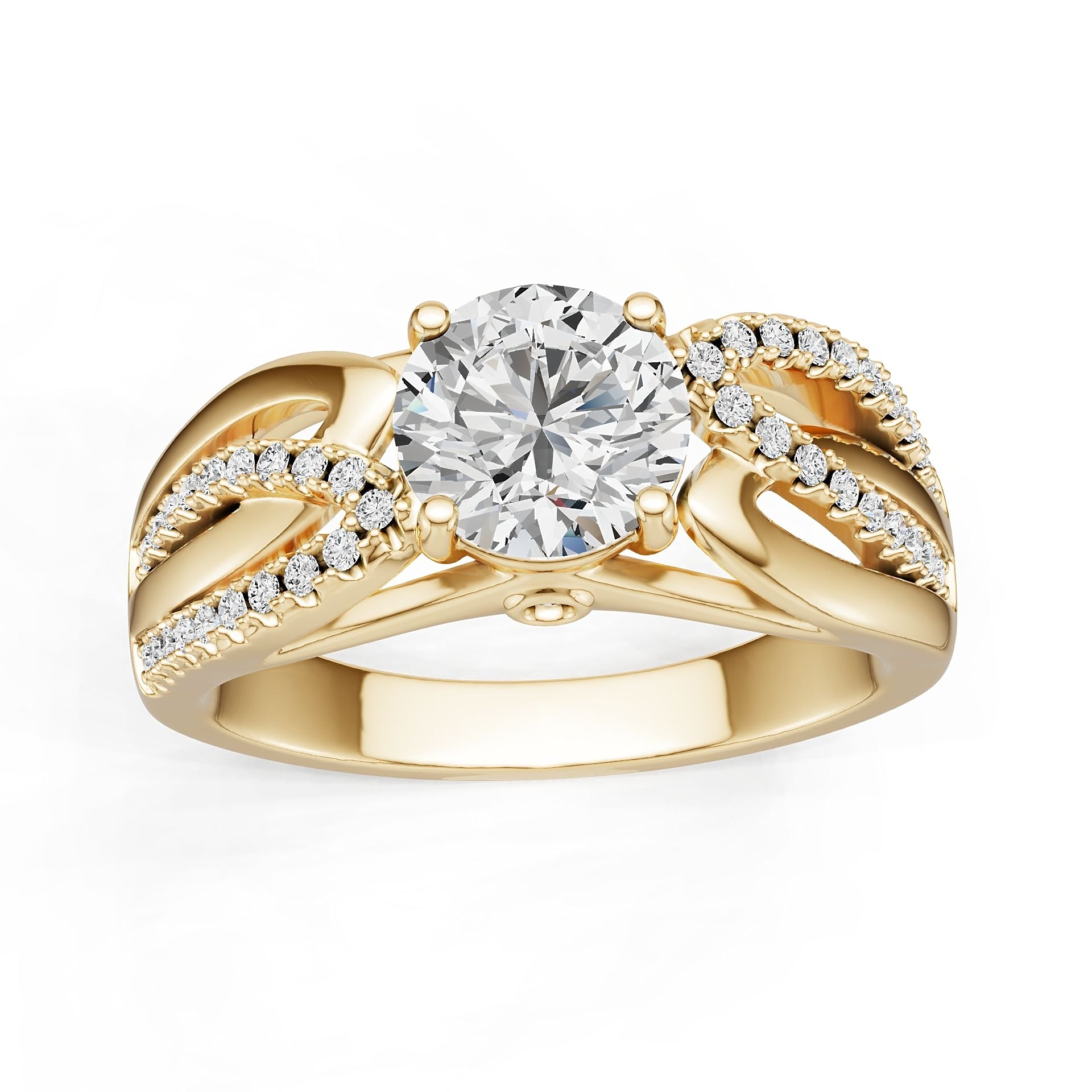 18K Gold Semi Mount Ring Setting Round Ro 6x6mm Diamond Accent Syz Jewelry
