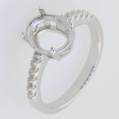 14K Gold Semi Mount Ring Setting Oval OV 10x8mm Accent White To Diamond Accent Syzjewelry