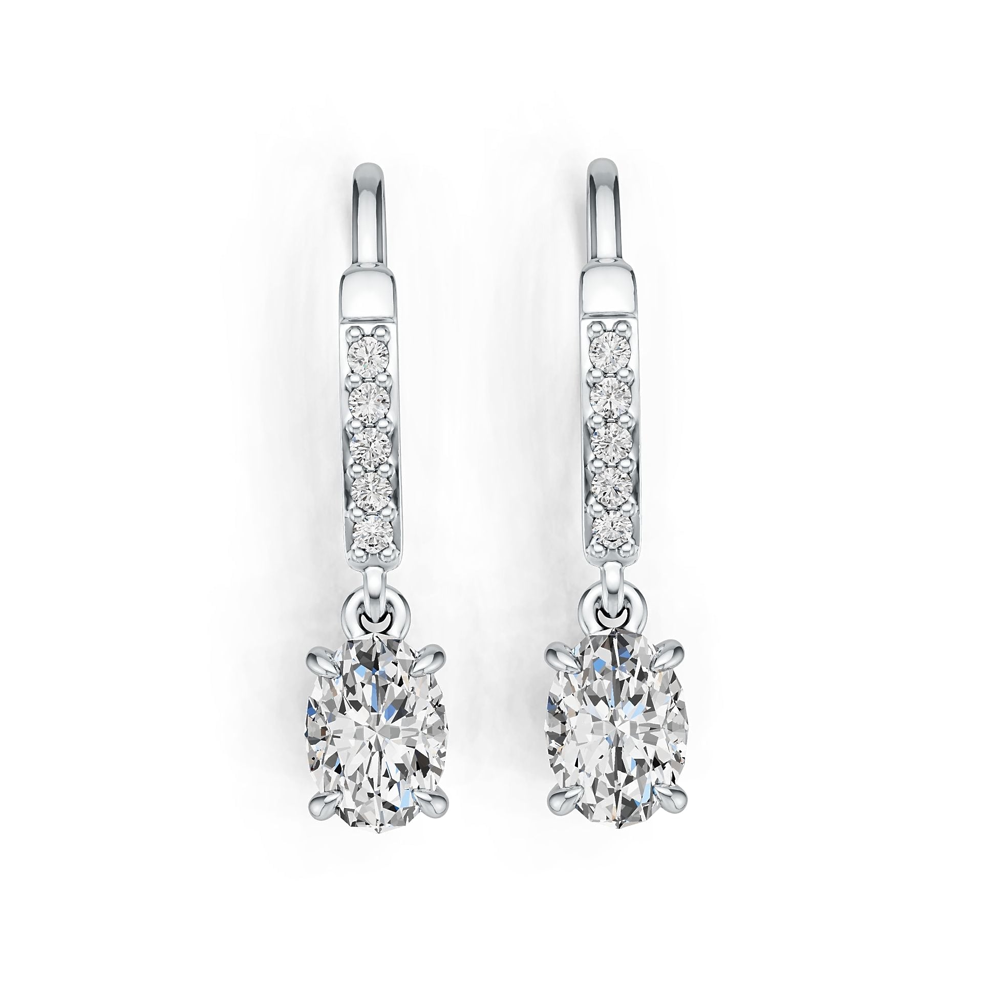 Sterling Silver Semi Mount Earrings Setting Oval OV 7x5mm with White Topaz DHJ