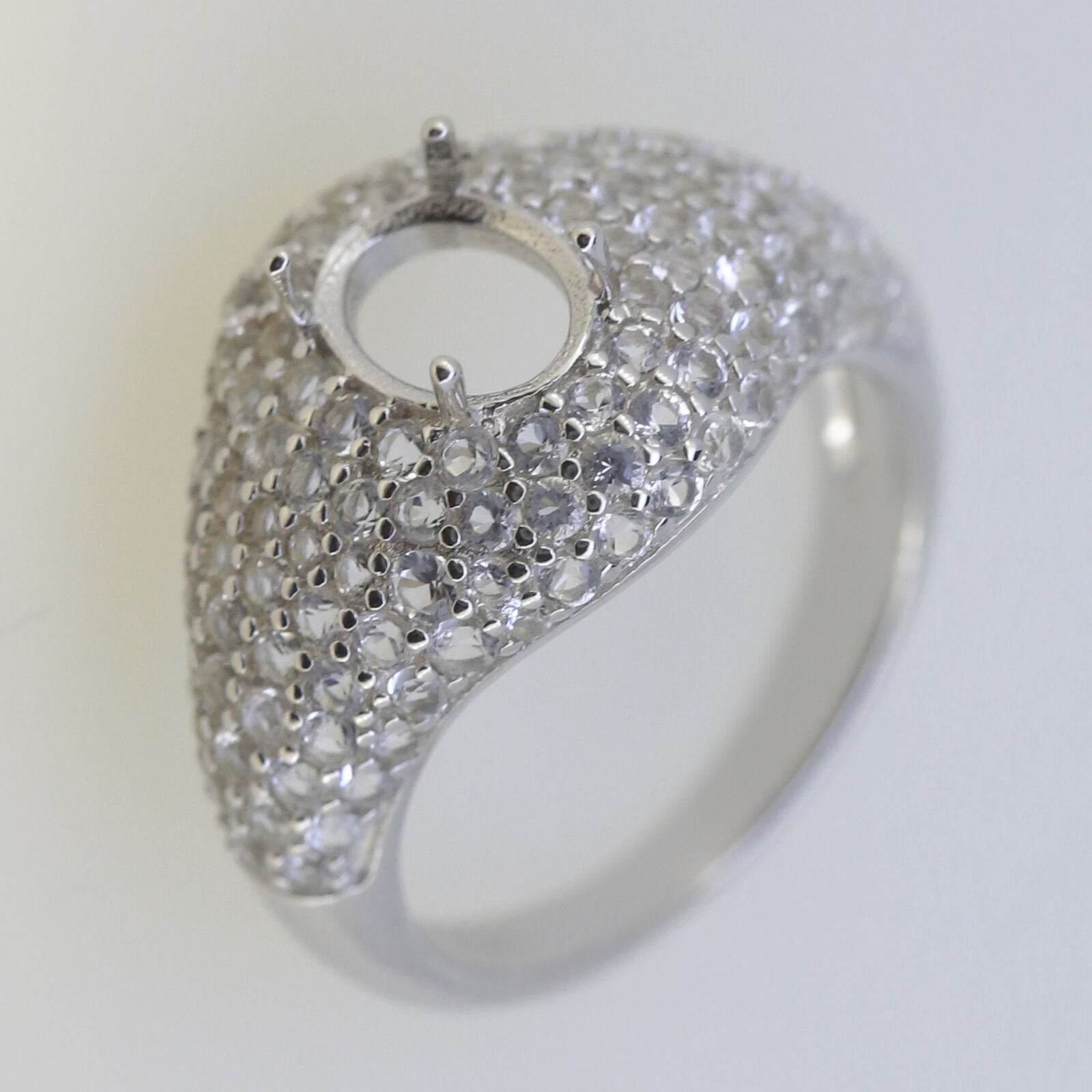 Platinum Semi Mount Ring Setting OV 8X6mm White Top Diamond Accent Syzjewelry