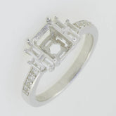 18K Gold Semi Mount Ring Setting Emerald OCT 8X6mm Bag 3x1.5mm 3 Stone Diamond Accent DHJ