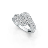 14K Gold Milti-Row Wave Ring with or Moissanite Diamond Accent DHJ