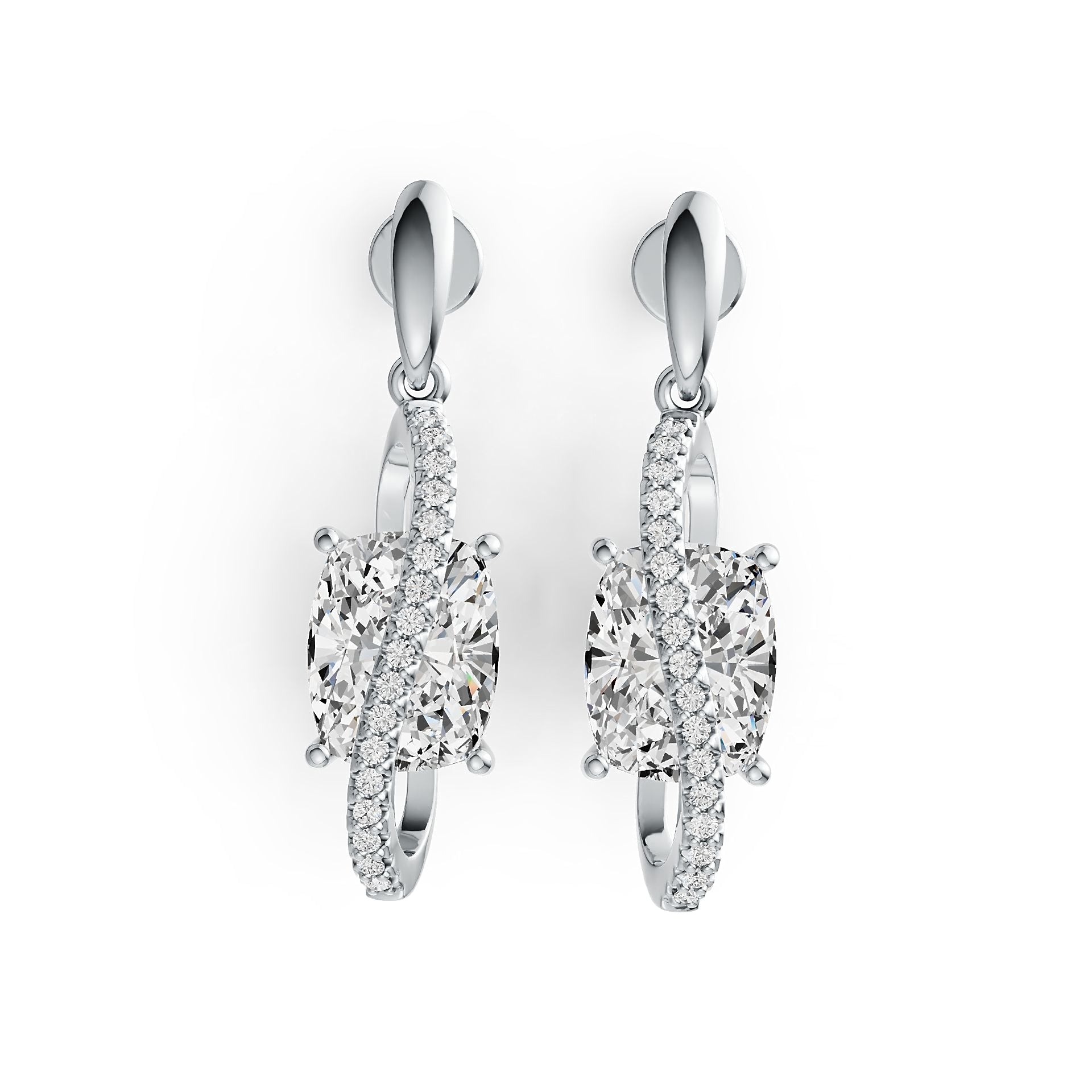 Sterling Silver Semi Mount Earrings Setting Cushion CU 10X8mm with White Topaz DHJ